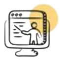 An icon of a instructor explaining on a screen