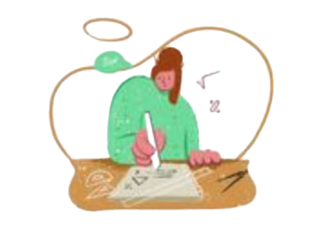a girl studying by writing